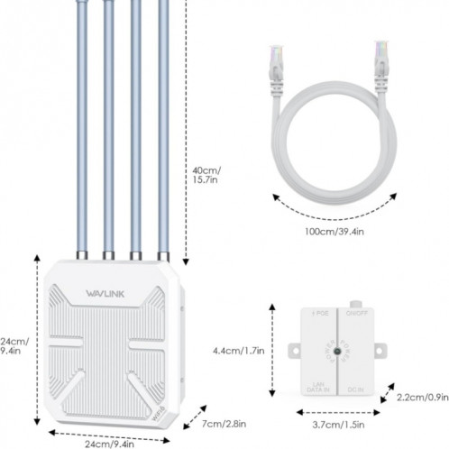 WAVLINK WN573HX3 AX3000 Routeur double bande extérieur sans fil WiFi extérieur étanche, prise : prise britannique SW41021837-010